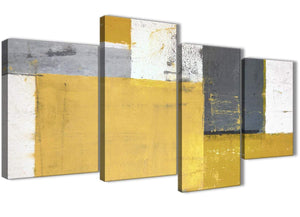 Oversized Large Mustard Yellow Grey Abstract Painting Canvas Wall Art Print Split 4 Set 130cm Wide 4340 For Your Kitchen
