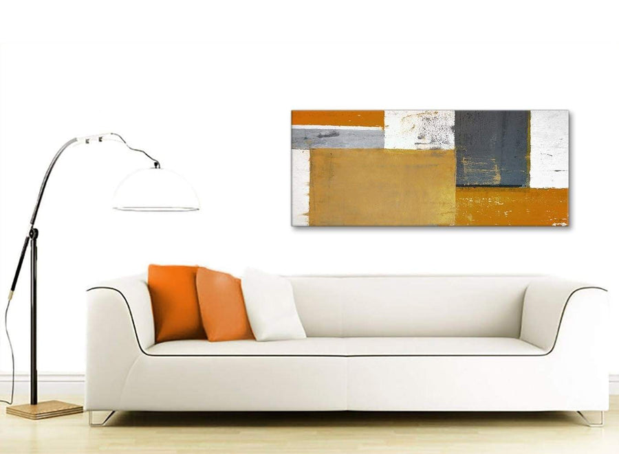 Contemporary Orange Grey Abstract Painting Canvas Wall Art Print Modern 120cm Wide 1341 For Your Hallway
