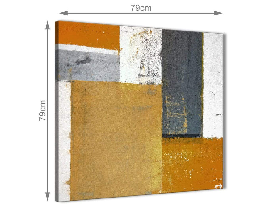 Chic Orange Grey Abstract Painting Canvas Wall Art Print Modern 79cm Square 1S341L For Your Dining Room