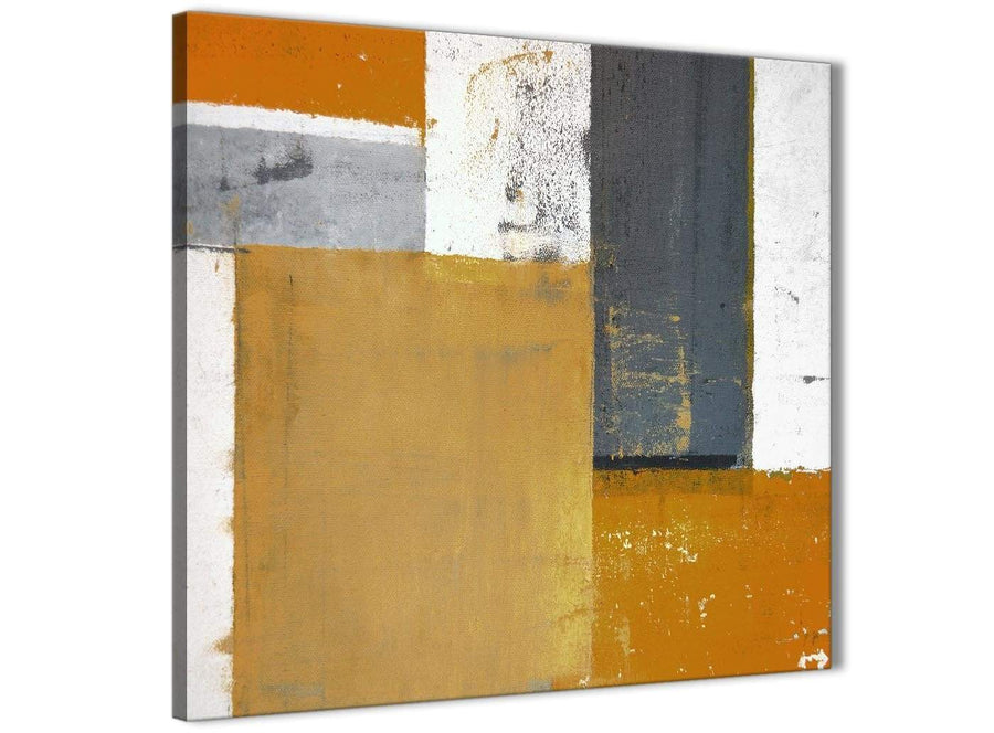 Modern Orange Grey Abstract Painting Canvas Wall Art Print Modern 79cm Square 1S341L For Your Living Room