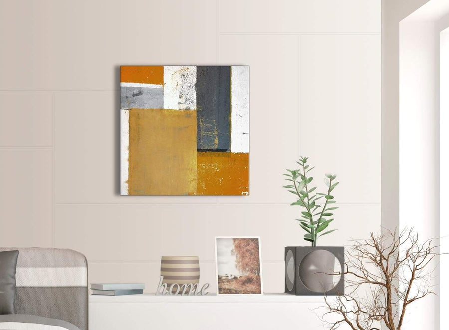 Contemporary Orange Grey Abstract Painting Canvas Wall Art Print Modern 64cm Square 1S341M For Your Living Room