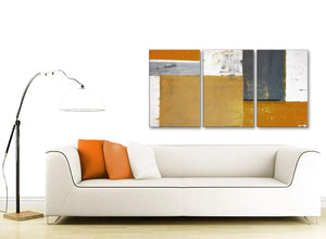 Contemporary Orange Grey Abstract Painting Canvas Wall Art Print Split 3 Piece 125cm Wide 3341 For Your Dining Room