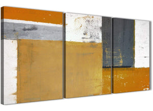 Oversized Orange Grey Abstract Painting Canvas Wall Art Print Split 3 Piece 125cm Wide 3341 For Your Living Room
