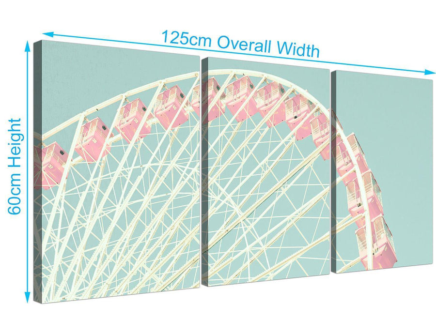 panoramic shabby chic duck egg blue pink ferris wheel lifestyle canvas multi 3 piece 3282 for your teenage girls bedroom