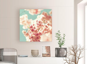 contemporary japanese cherry blossom shabby chic pink blue floral canvas modern 79cm square 1s288l for your study