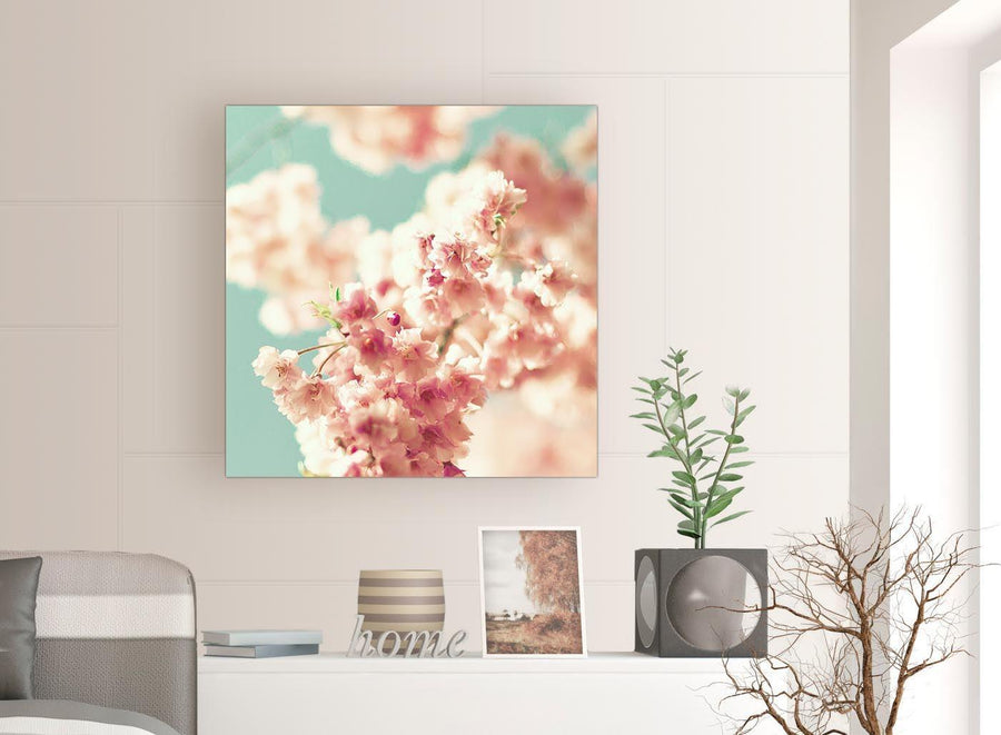 contemporary japanese cherry blossom shabby chic pink blue floral canvas modern 79cm square 1s288l for your study