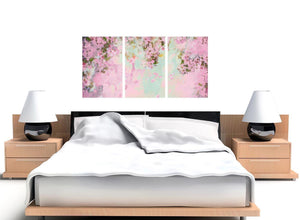 oversized shabby chic pale dusky pink flowers floral canvas split 3 part 3281 for your girls bedroom
