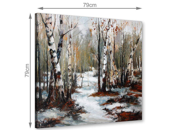 chic woodland winter trees forest scene landscape canvas modern 79cm square 1s295l for your hallway
