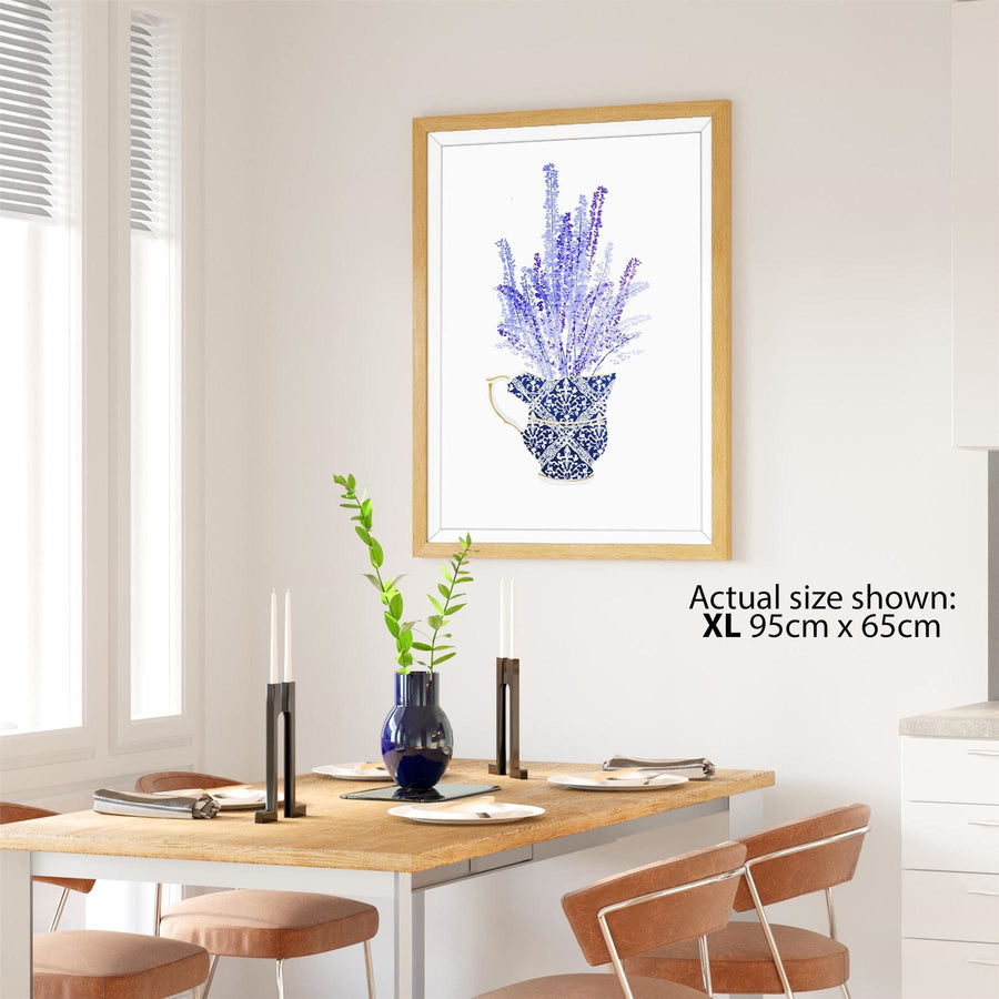 Purple French Lavender Illustration Floral Framed Wall Art Print