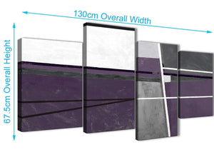 4 Piece Large Aubergine Grey Painting Abstract Bedroom Canvas Pictures Decor - 4392 - 130cm Set of Prints