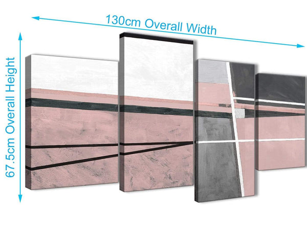 4 Piece Large Blush Pink Grey Painting Abstract Bedroom Canvas Wall Art Decor - 4393 - 130cm Set of Prints