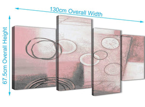 4 Piece Large Blush Pink Grey Painting Abstract Living Room Canvas Pictures Decor - 4433 - 130cm Set of Prints
