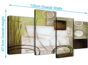 4 Piece Large Brown Green Painting Abstract Bedroom Canvas Pictures Decor - 4421 - 130cm Set of Prints