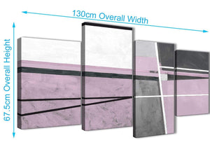 4 Piece Large Lilac Grey Painting Abstract Bedroom Canvas Pictures Decor - 4395 - 130cm Set of Prints