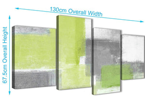 4 Piece Large Lime Green Grey Abstract - Abstract Living Room Canvas Pictures Decor - 4369 - 130cm Set of Prints