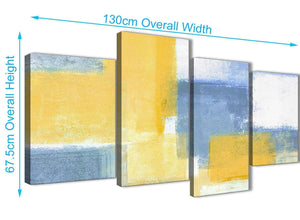4 Piece Large Mustard Yellow Blue Abstract Living Room Canvas Pictures Decor - 4371 - 130cm Set of Prints