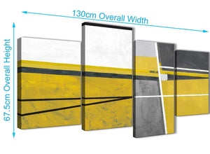 4 Piece Large Mustard Yellow Grey Painting Abstract Living Room Canvas Wall Art Decor - 4388 - 130cm Set of Prints