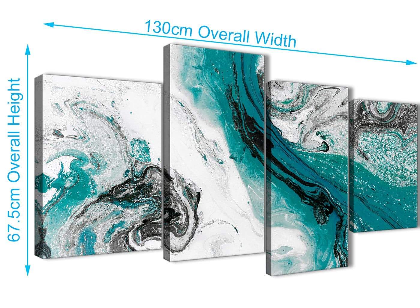 Teal and Grey Swirl Living Room Canvas Wall Art Accessories - Abstract