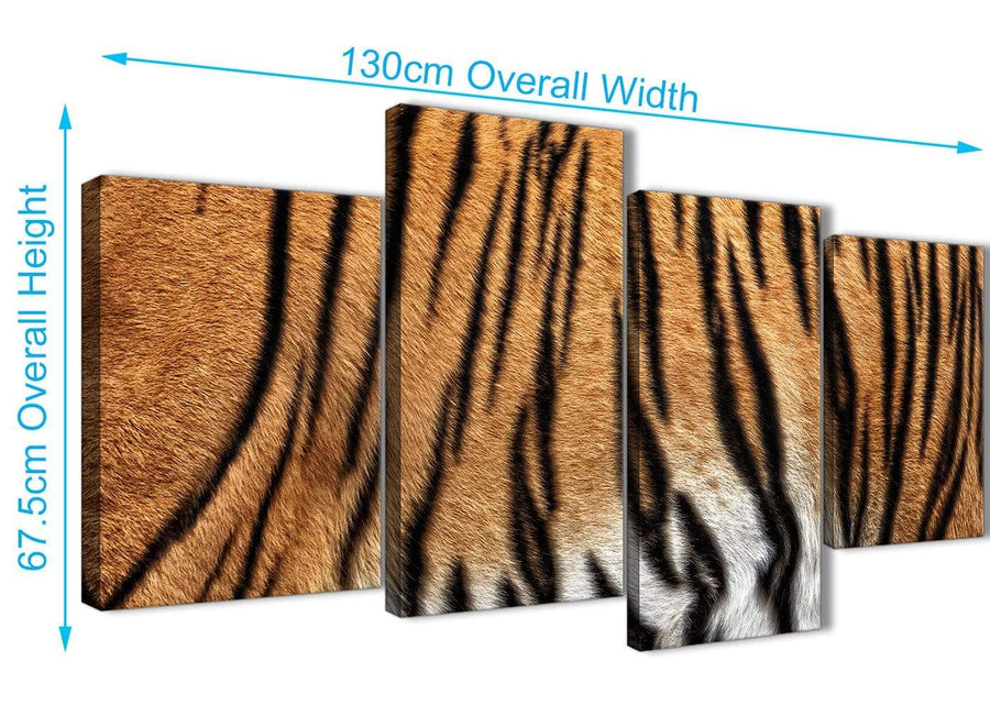 4 Piece Large Tiger Animal Print Canvas Wall Art - 4472 - 130cm Set of Pictures