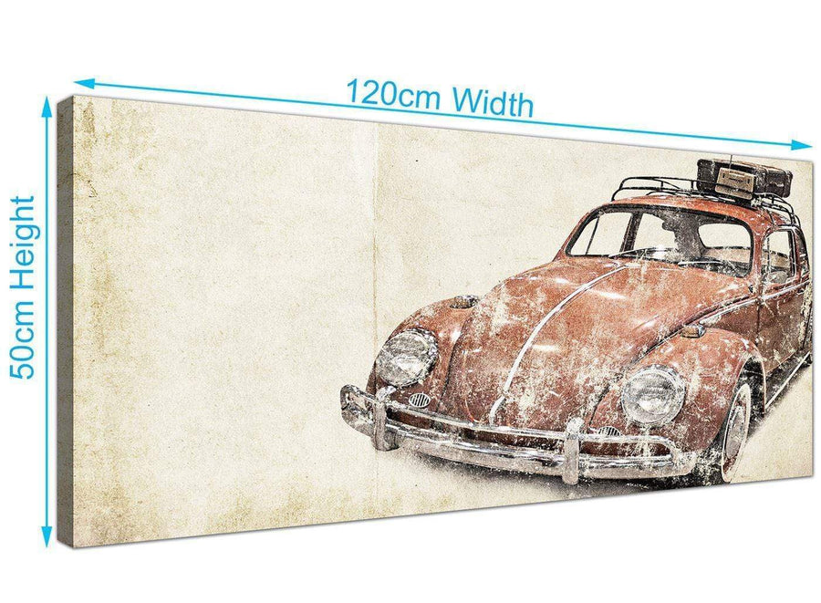 panoramic vw beetle bug rat look surfer brown volkswagen lifestyle canvas modern 120cm wide 1279 for your bedroom