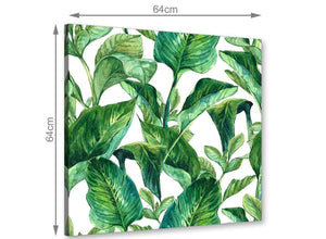 Green Palm Tropical Banana Leaves Canvas Wall Art Print - 64cm Square - 1s324m