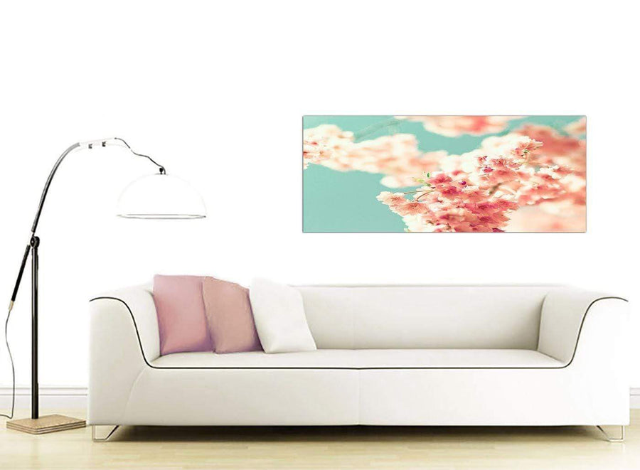 contemporary japanese cherry blossom shabby chic pink blue floral canvas modern 120cm wide 1288 for your study