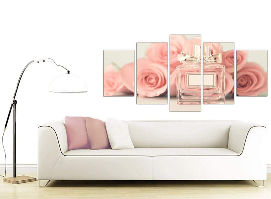 contemporary extra large shabby chic pink cream rose perfume girls bedroom floral canvas split 5 part 5285 for your bedroom