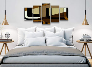 5 Piece Brown Cream Painting Abstract Office Canvas Pictures Decor - 5413 - 160cm XL Set Artwork