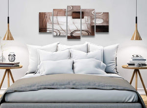 5 Panel Brown White Painting Abstract Office Canvas Pictures Decorations - 5422 - 160cm XL Set Artwork