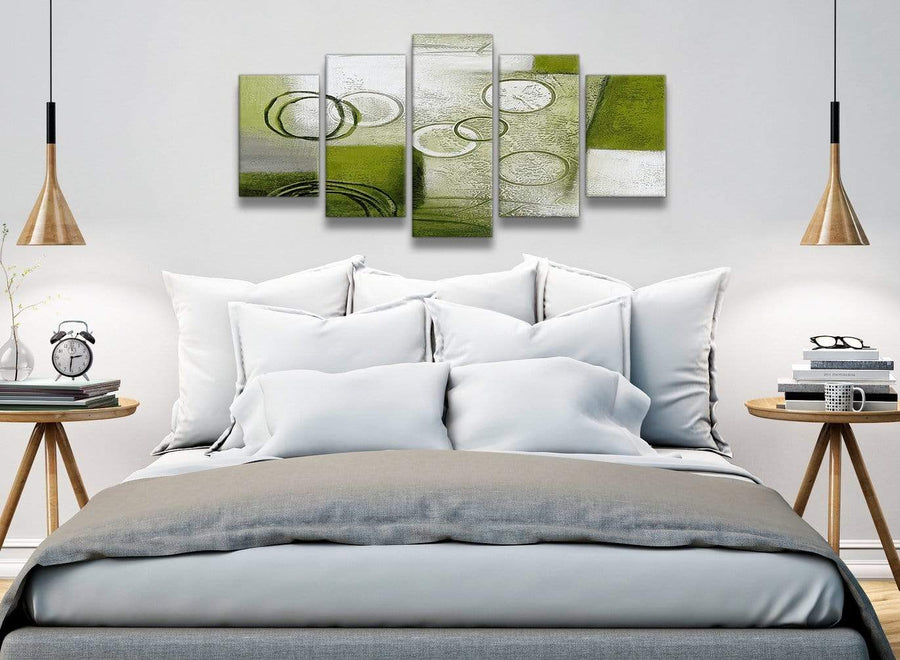 5 Panel Lime Green Painting Abstract Bedroom Canvas Wall Art Decor - 5434 - 160cm XL Set Artwork