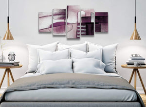 5 Panel Plum Grey Painting Abstract Living Room Canvas Wall Art Decor - 5420 - 160cm XL Set Artwork