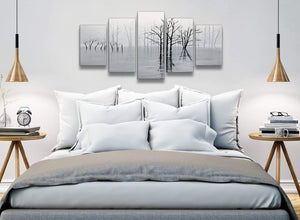 5 Piece Black White Grey Tree Landscape Painting Dining Room Canvas Pictures Decorations - 5416 - 160cm XL Set Artwork