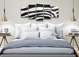 5 Panel Black White Zebra Animal Print Abstract Living Room Canvas Wall Art Decor - 5471 - 160cm XL Set Artwork