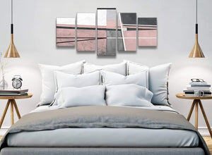 5 Piece Blush Pink Grey Painting Abstract Dining Room Canvas Pictures Decorations - 5393 - 160cm XL Set Artwork
