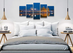 5 Piece Canvas Wall Art Prints - Sikh Golden Temple Amritsar - 5196 Blue - 160cm XL Set Artwork