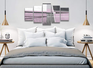 5 Piece Lilac Grey Painting Abstract Living Room Canvas Pictures Decor - 5395 - 160cm XL Set Artwork
