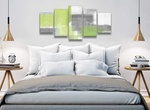 5 Part Lime Green Grey Abstract - Abstract Office Canvas Pictures Decor - 5369 - 160cm XL Set Artwork