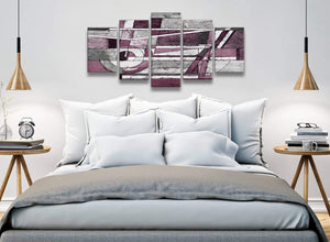 5 Piece Plum Grey White Painting Abstract Office Canvas Pictures Decorations - 5408 - 160cm XL Set Artwork