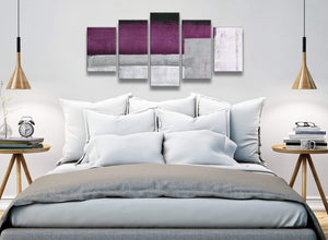 5 Piece Purple Grey Painting Abstract Office Canvas Wall Art Decorations - 5427 - 160cm XL Set Artwork