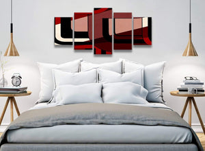 5 Piece Red Black Painting Abstract Bedroom Canvas Wall Art Decorations - 5410 - 160cm XL Set Artwork