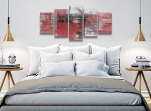5 Piece Red Black White Painting Abstract Dining Room Canvas Pictures Decor - 5397 - 160cm XL Set Artwork
