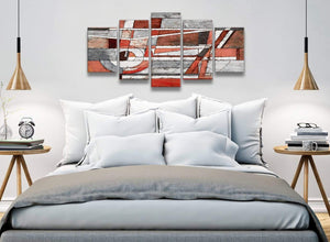 5 Piece Red Grey Painting Abstract Office Canvas Wall Art Decor - 5401 - 160cm XL Set Artwork