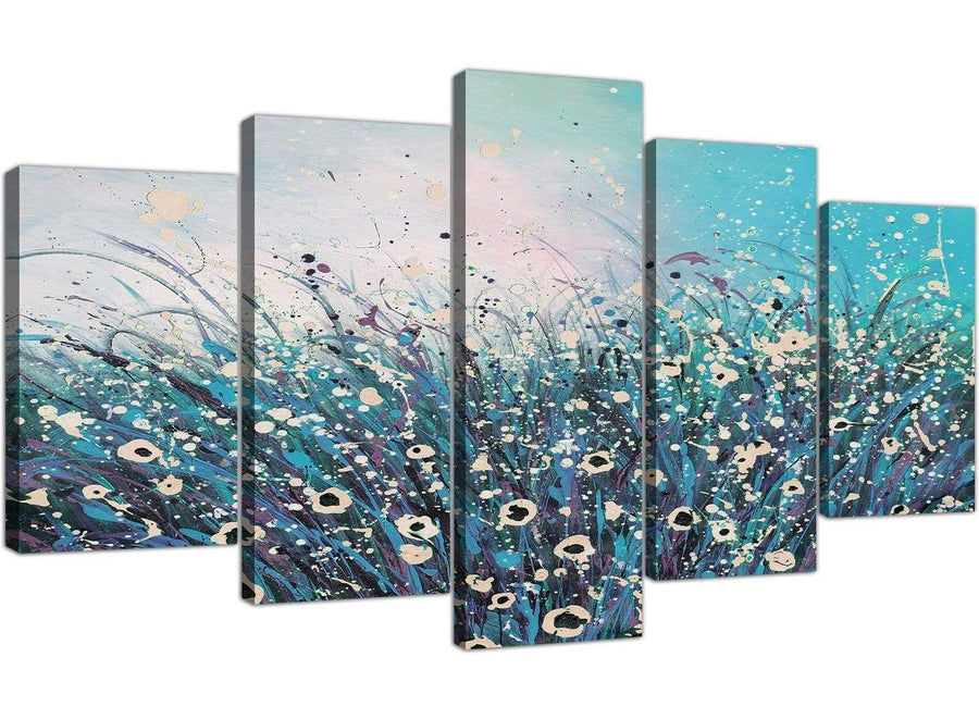 extra large teal floral canvas pictures 5260