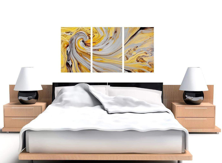oversized yellow and grey spiral swirl abstract canvas split 3 set 3290 for your bedroom
