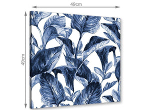 Chic Indigo Navy Blue White Tropical Leaves Canvas Modern 49cm Square 1S320S For Your Dining Room