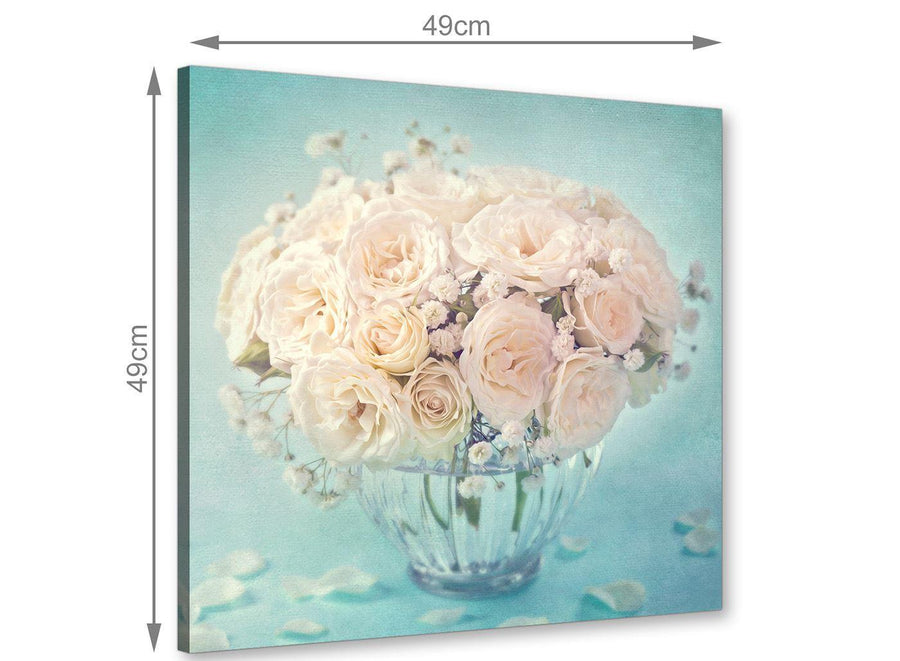 chic duck egg blue and white roses flowers floral canvas modern 49cm square 1s286s for your girls bedroom