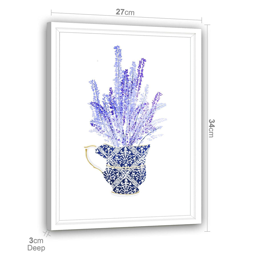 Purple French Lavender Illustration Floral Framed Wall Art Print