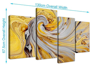 panoramic large yellow and grey spiral swirl abstract canvas split 4 piece 4290 for your dining room