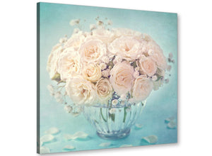 cheap duck egg blue and white roses flowers floral canvas modern 79cm square 1s286l for your living room