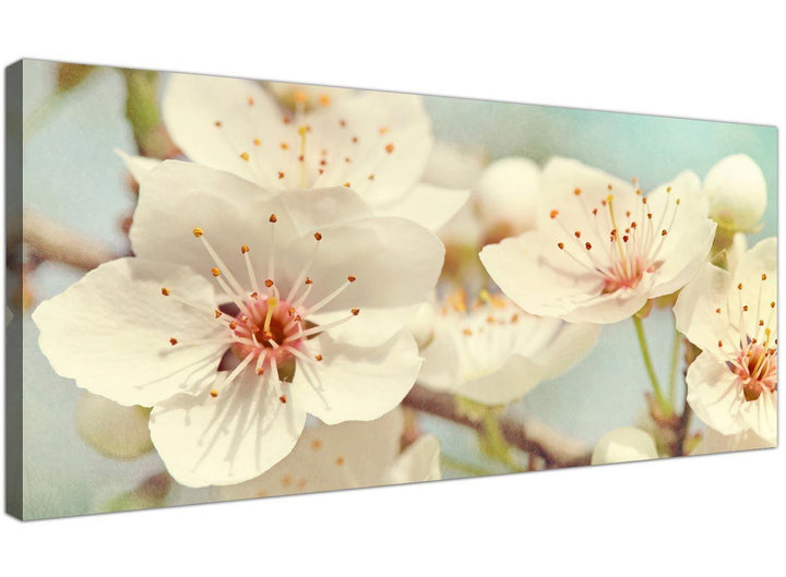 cheap japanese cherry blossom duck egg blue white floral canvas modern 120cm wide 1289 for your girls bedroom - 1289